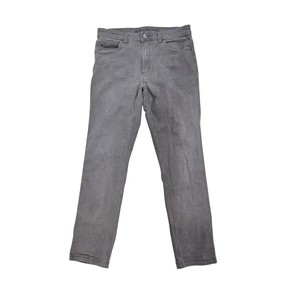 Duluth Trading Co Flex Fire Hose Slim Fit Work Pants Mens 32x32 Grey Canvas